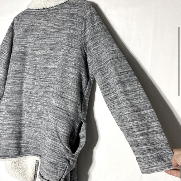 5/$25 GAP Heathered Grey Sherpa Lined Open Front Cardigan L - Picture 5 of 16